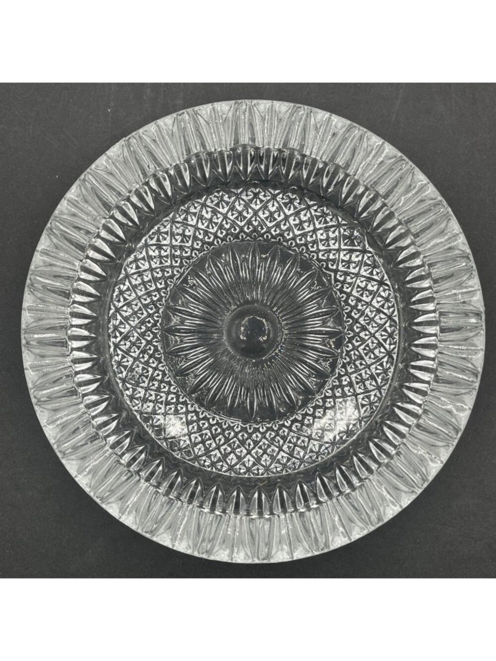 Vintage Pressed Glass Ashtray Starburst Clear 6 Inch Trinket Dish